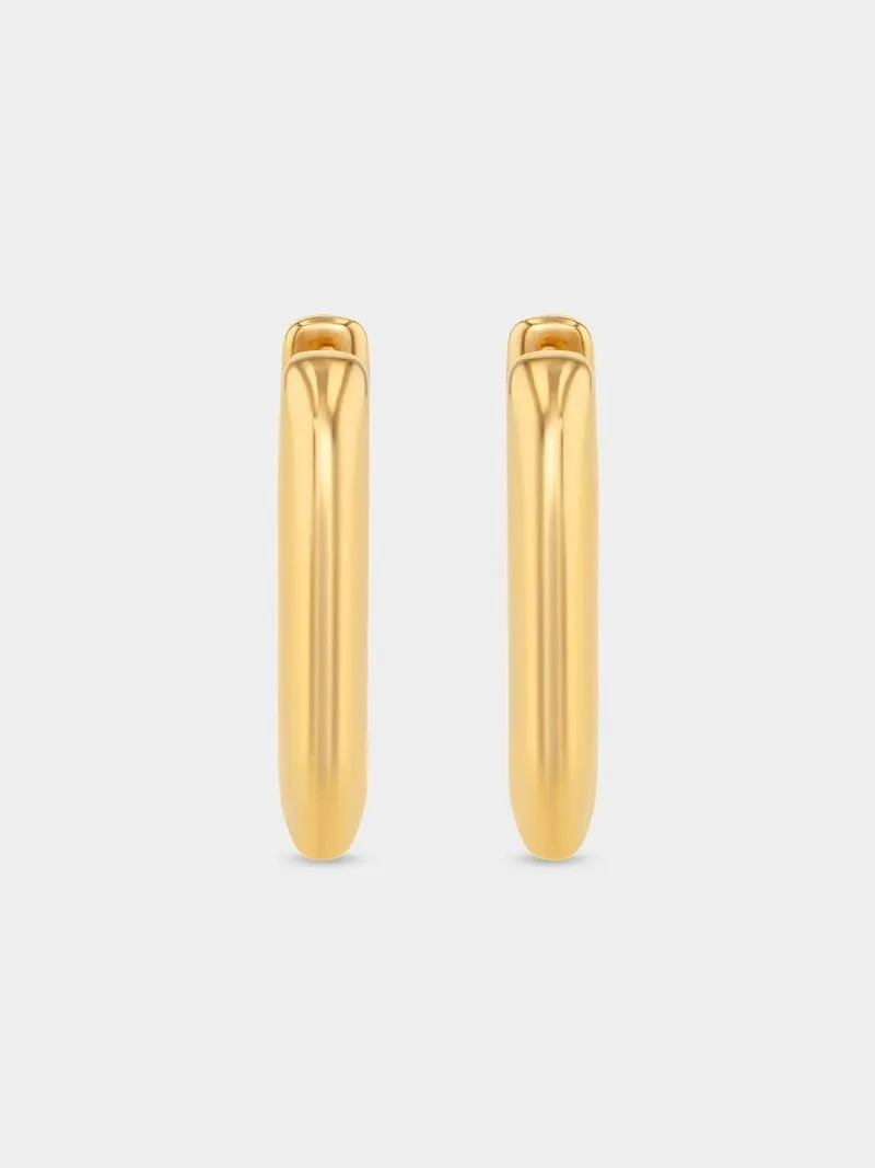 Gold Plated Sterling Silver Small Oblong Hoop Earrings
