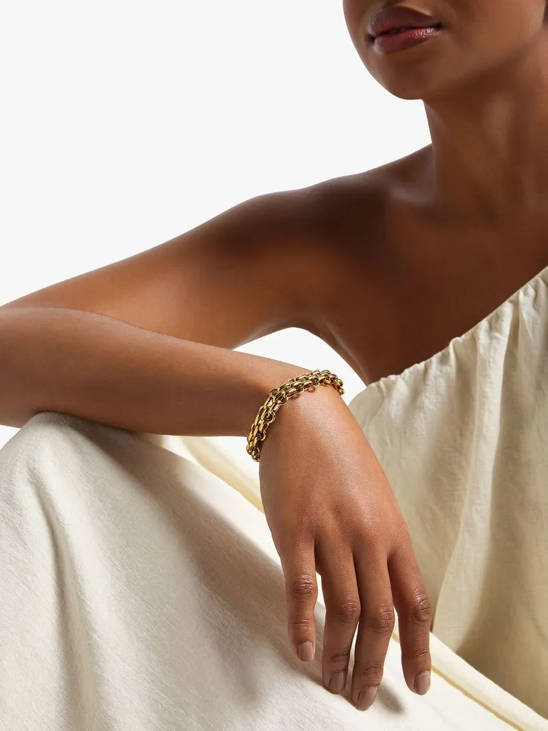 18ct Gold Plated Waterproof Stainless Steel Vintage Watch Link Bracelet