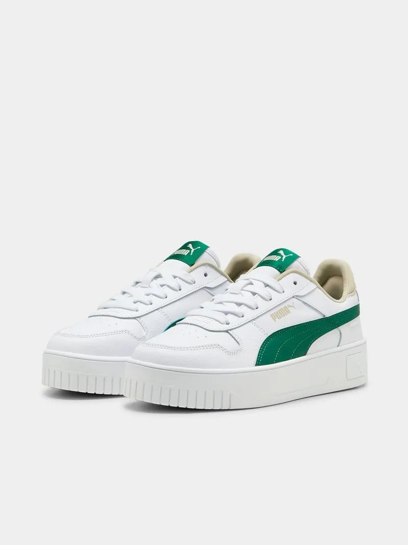 Womens Puma Carina Street White/Green Sneakers