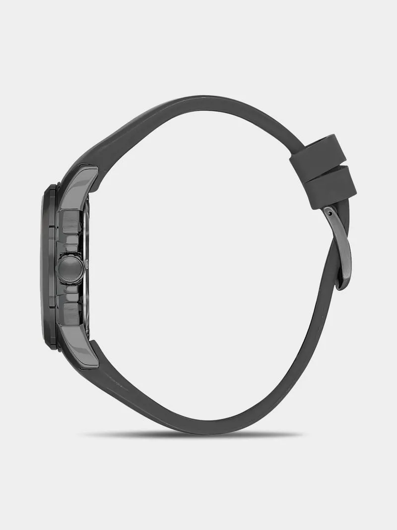Daniel Klein Black Plated Grey Silicone Watch