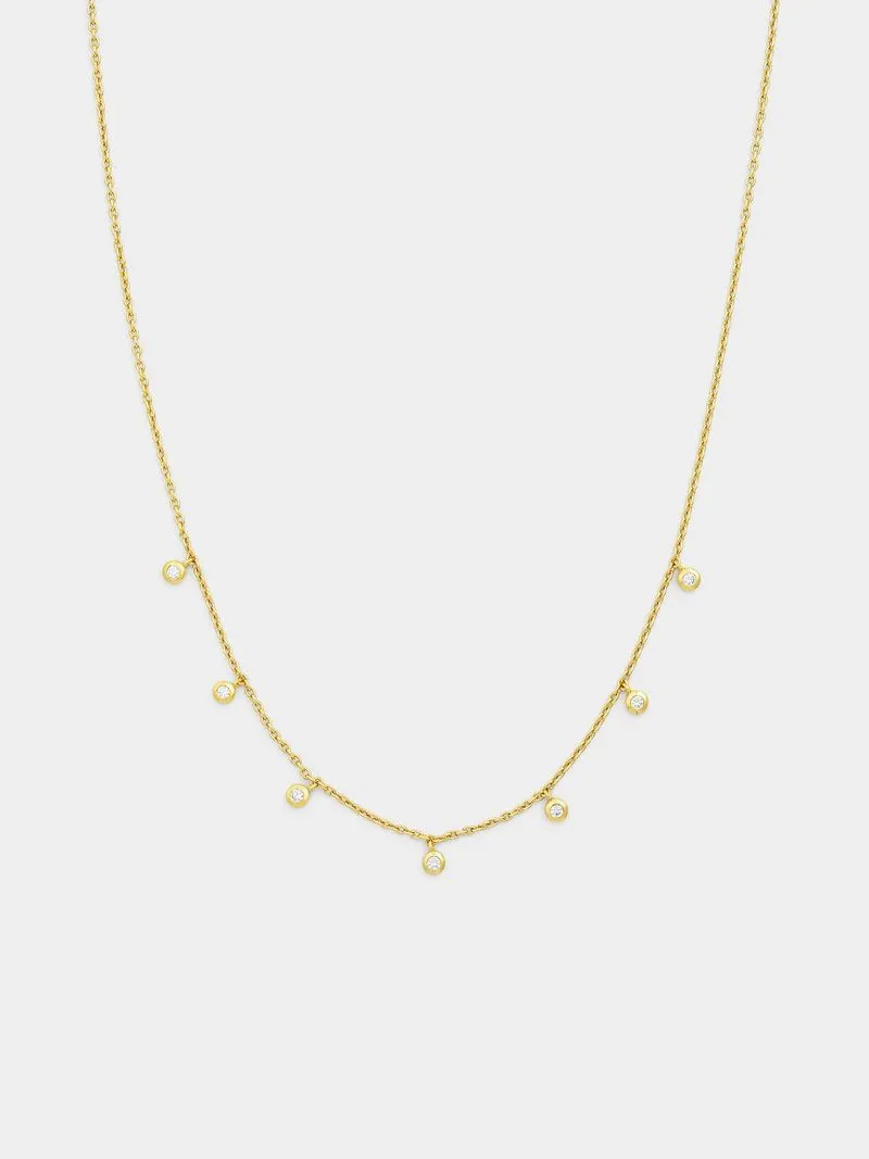 Gold Plated Sterling Silver Cubic Zirconia Dangly Chain