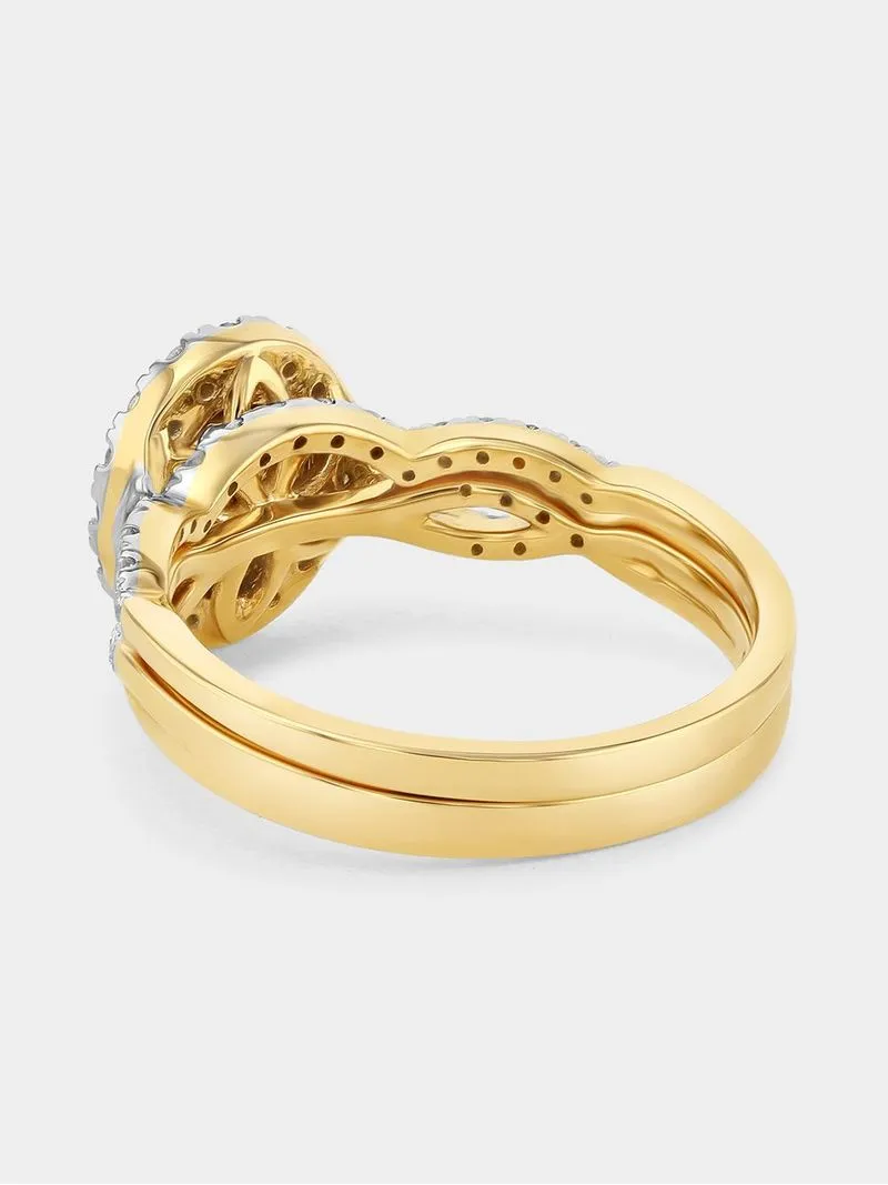 Yellow Gold 0.50ct Diamond Oval Halo Infinity Twinset Ring