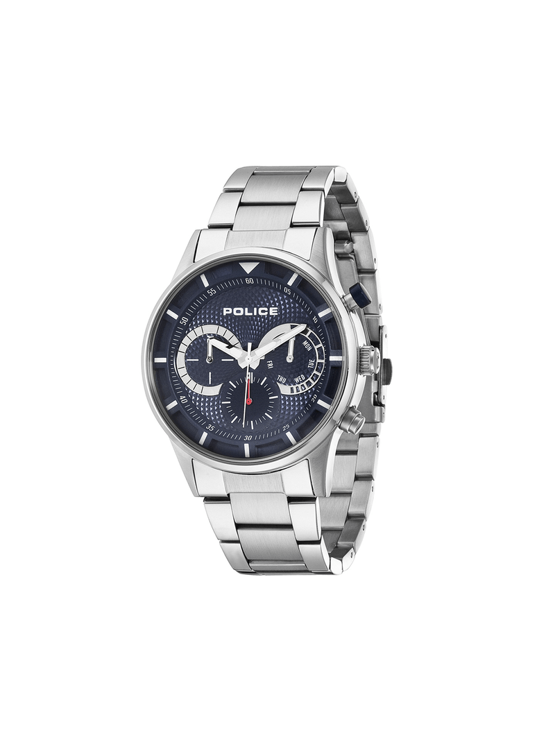 Police Driver Silver Bracelet Multifunction Watch