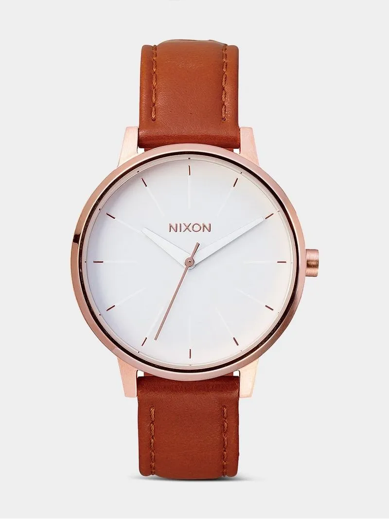Nixon Women's Kensington Leather Rose Gold Plated & White Stainless Steel Watch