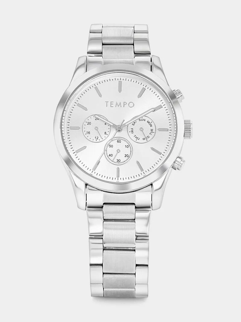 Tempo Silver Plated Silver Tone Dial Bracelet Watch