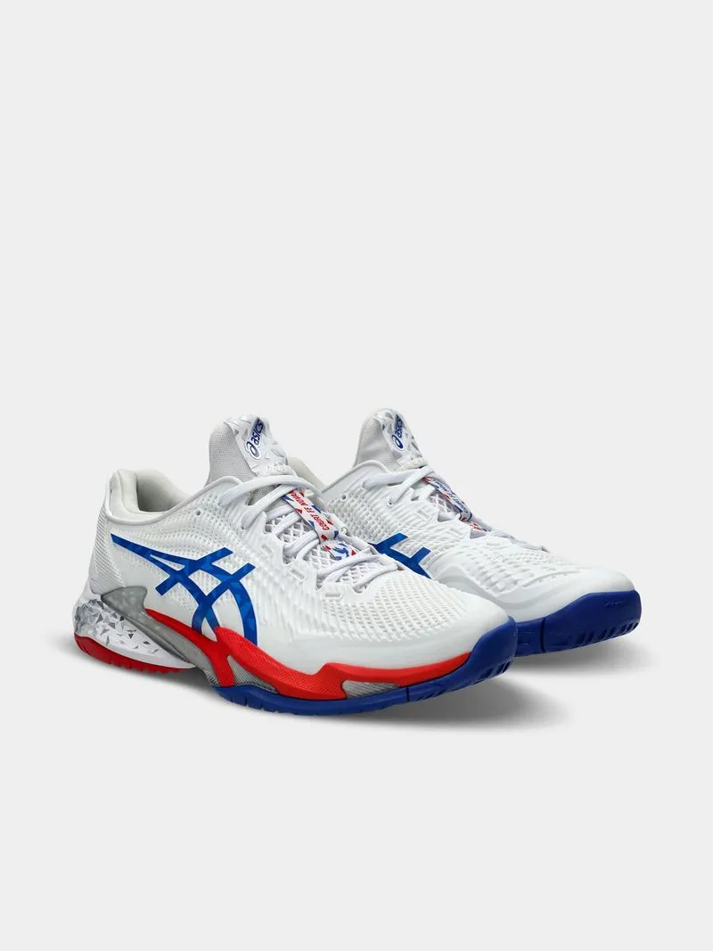 Mens Asics Court FF 3 Paris White/Blue/Red Court Shoes