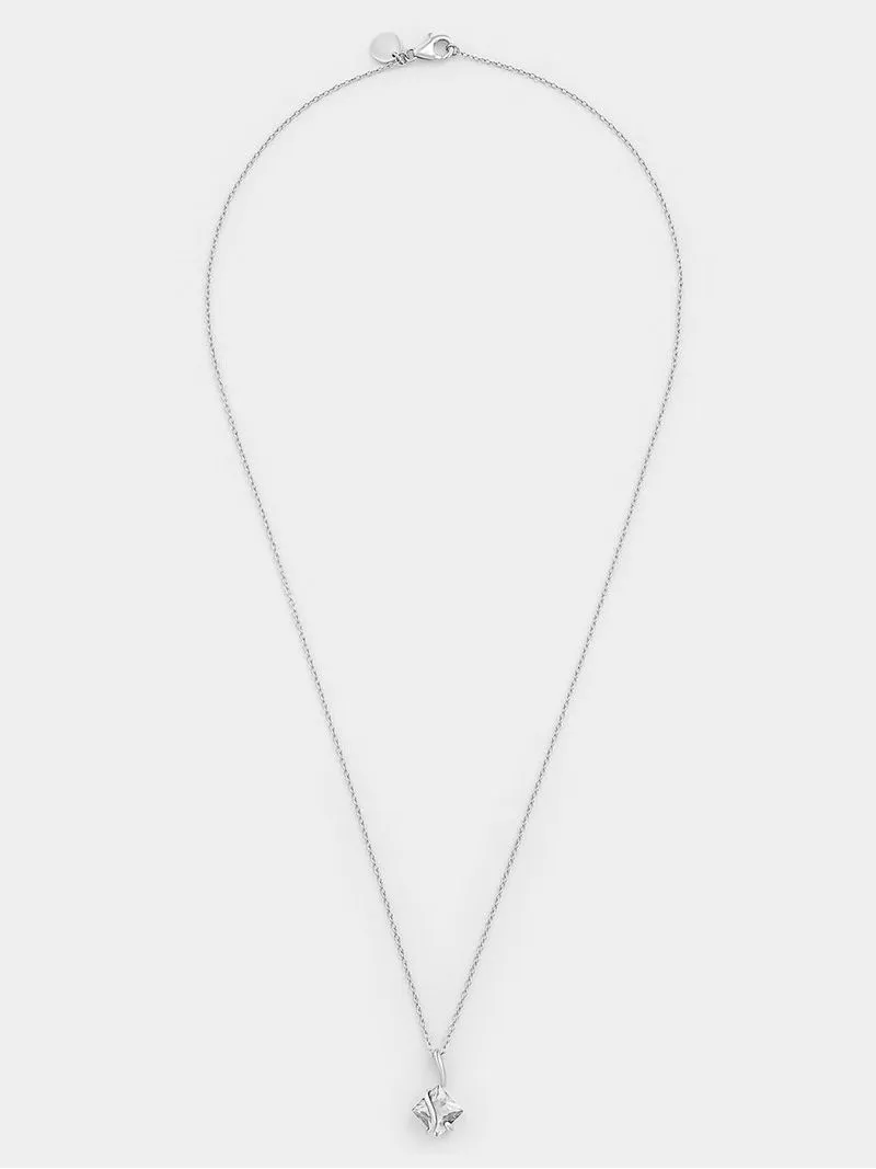 Sterling Silver Cubic Zirconia Princess Flyover Pendant