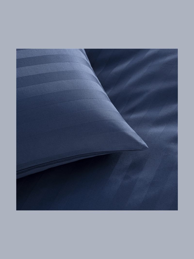 Gold Seal Certified Egyptian Cotton 300 Thread Count Wide Stripe Duvet Cover Set Ink