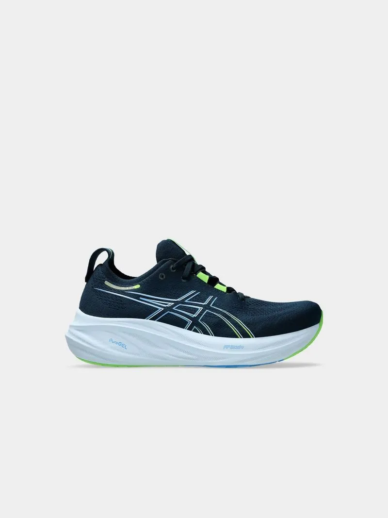 Mens Asics Gel-Nimbus 26 Blue/Lime Running Shoes
