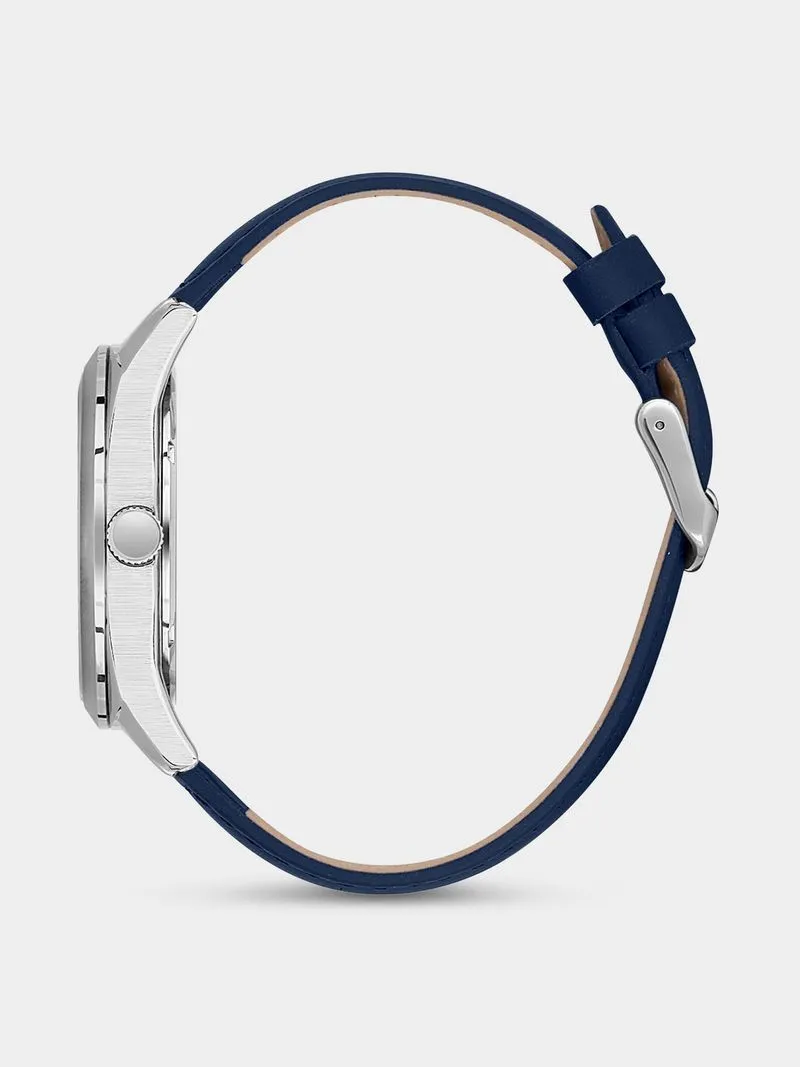 Daniel Klein Silver Plated Blue Dial Blue Leather Watch