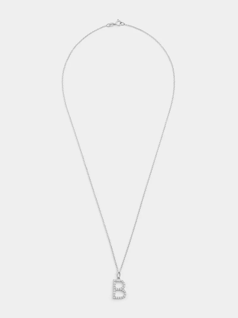 Cheté Sterling Silver Cubic Zirconia “B” Initial Pendant