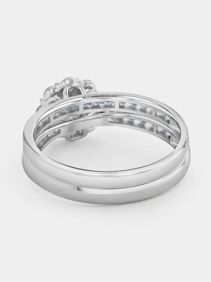 White Gold 1.00ct Diamond Illusion Women’s Twinset Ring