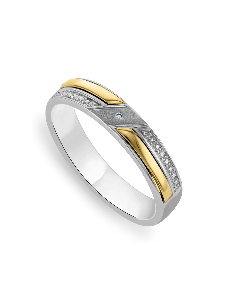 Yellow Gold & Sterling Silver Diamond Men’s Ring