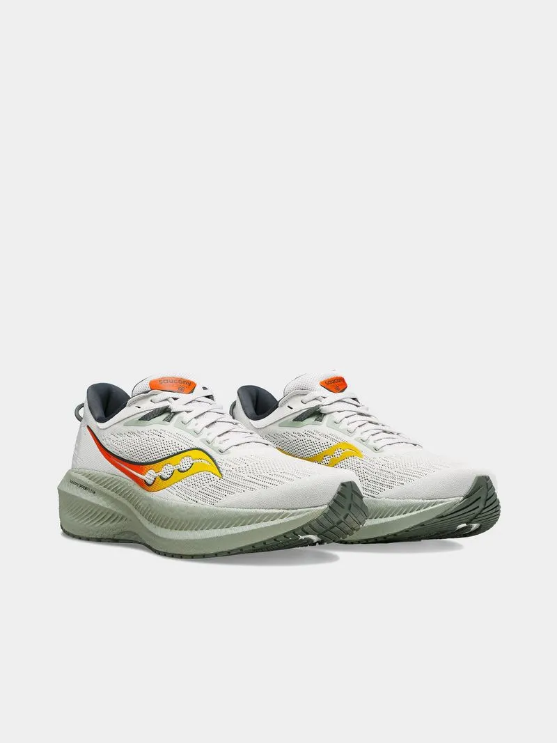 Mens Saucony Triumph 21 Light Grey/Orange Running Shoes