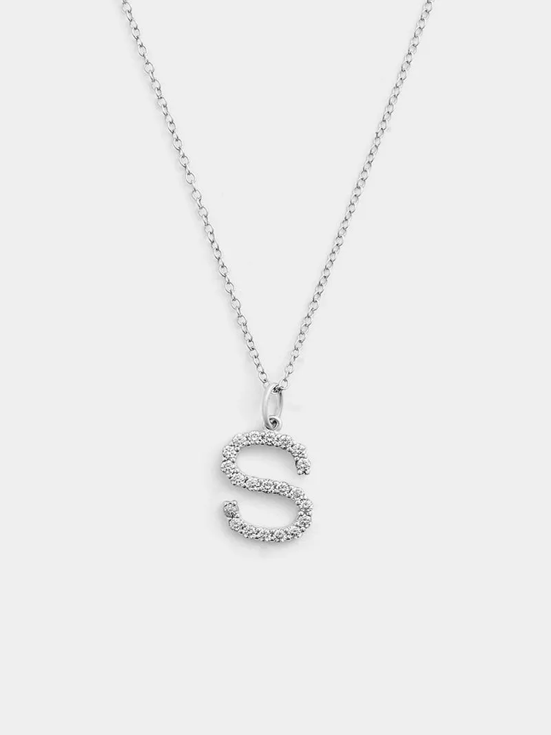 Cheté Sterling Silver Cubic Zirconia “S” Initial Pendant