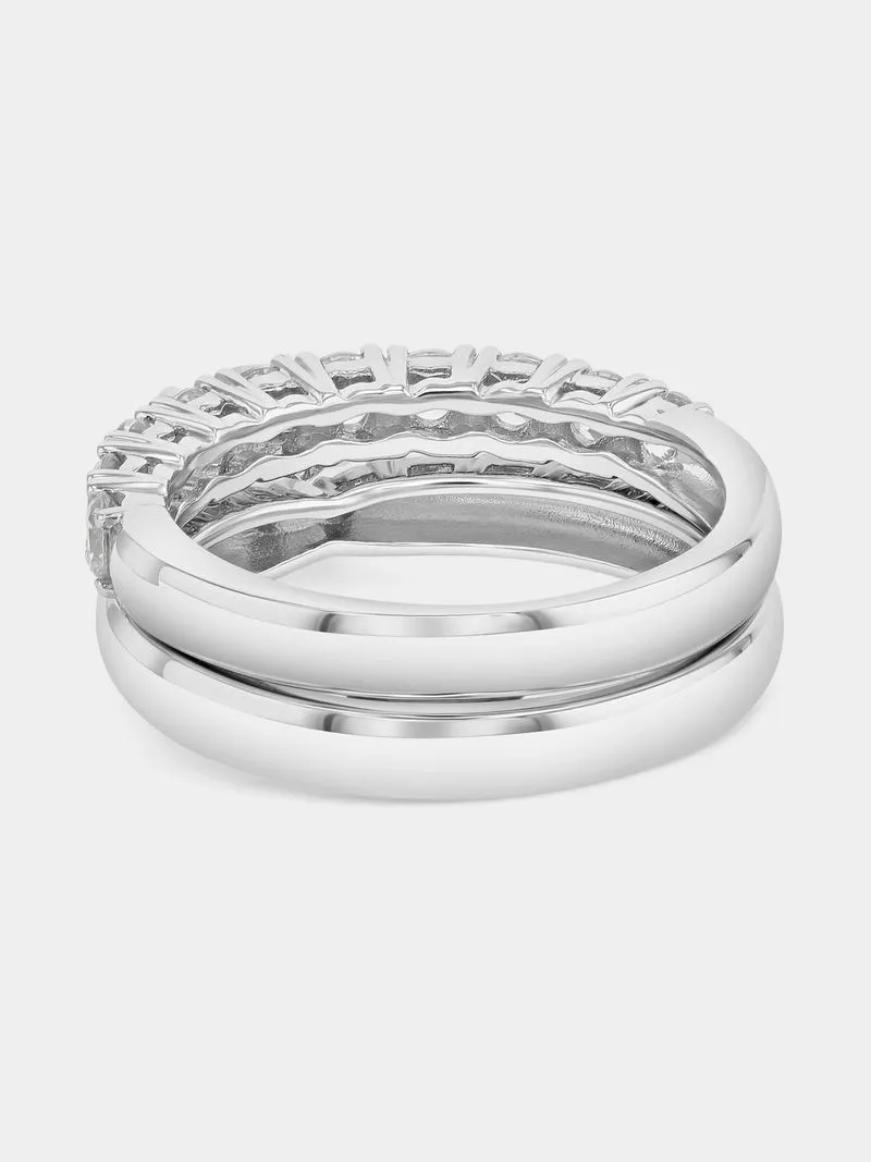 Cheté Sterling Silver Cubic Zirconia Solitaire Eternity Twinset Ring