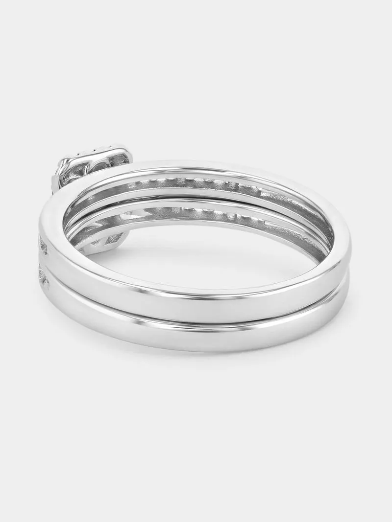 White Gold 0.3ct Lab Grown Diamond Cushion Halo Twinset Ring