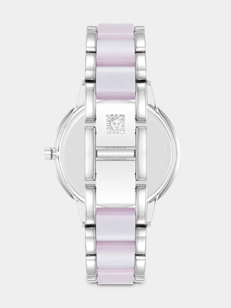 Anne Klein Women's MOP Silver Plated Bracelet Watch