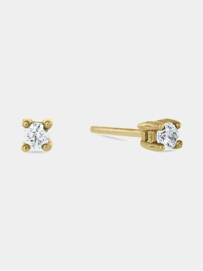 9ct Yellow Gold & 0.10ct Diamond Solitaire Stud Earrings