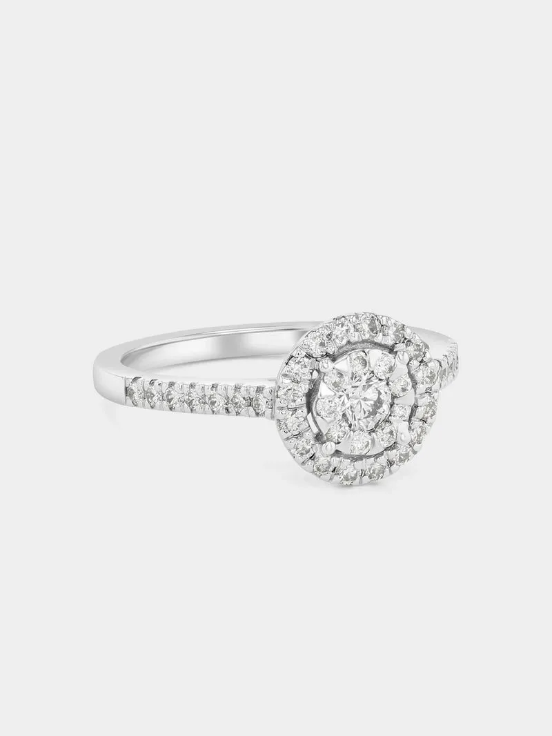 White Gold 0.55ct Diamond Round Double Halo Ring