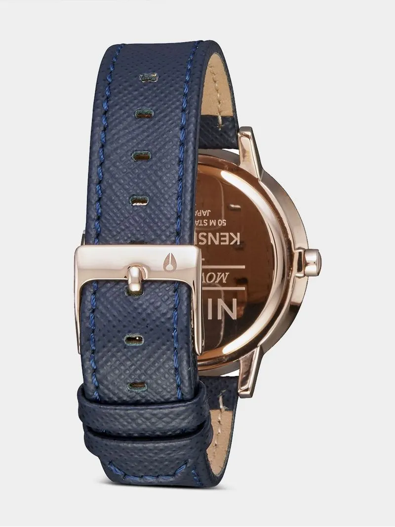 Nixon Women's Kensington Leather Navy & Rose Gold Plated Stainless Steel Watch