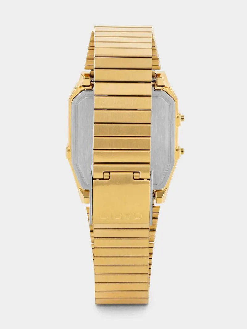 Casio Retro Gold Plated Stainless Steel Ana Digi Bracelet Watch