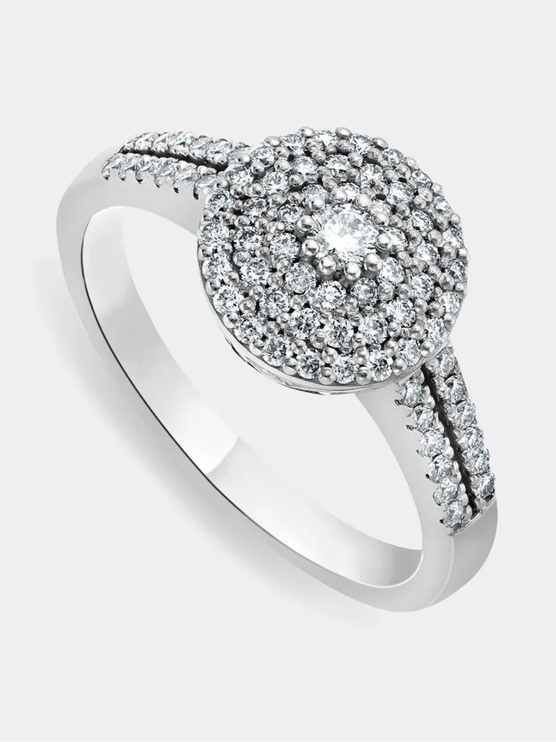 White Gold 0.46ct Diamond Round Halo Ring