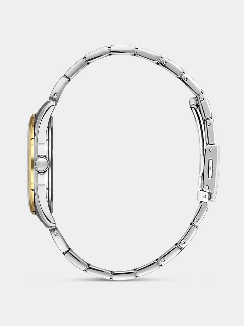Daniel Klein Gold Plated Silver Tone Dial Two-Tone Bracelet Watch