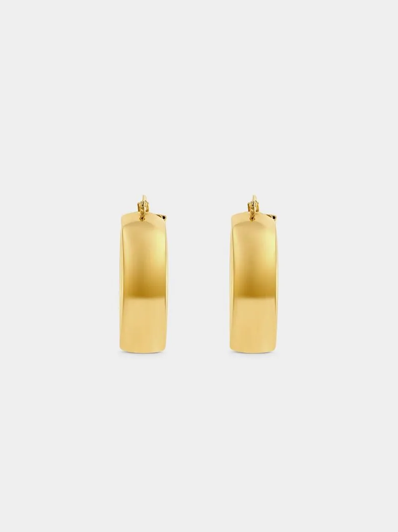 Yellow Gold & Sterling Silver Bold Hoop Earrings
