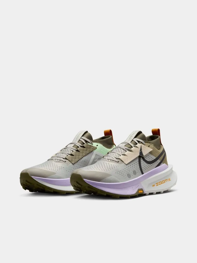 Mens Nike Zegama 2 Light Grey/Green Trail Running Shoes