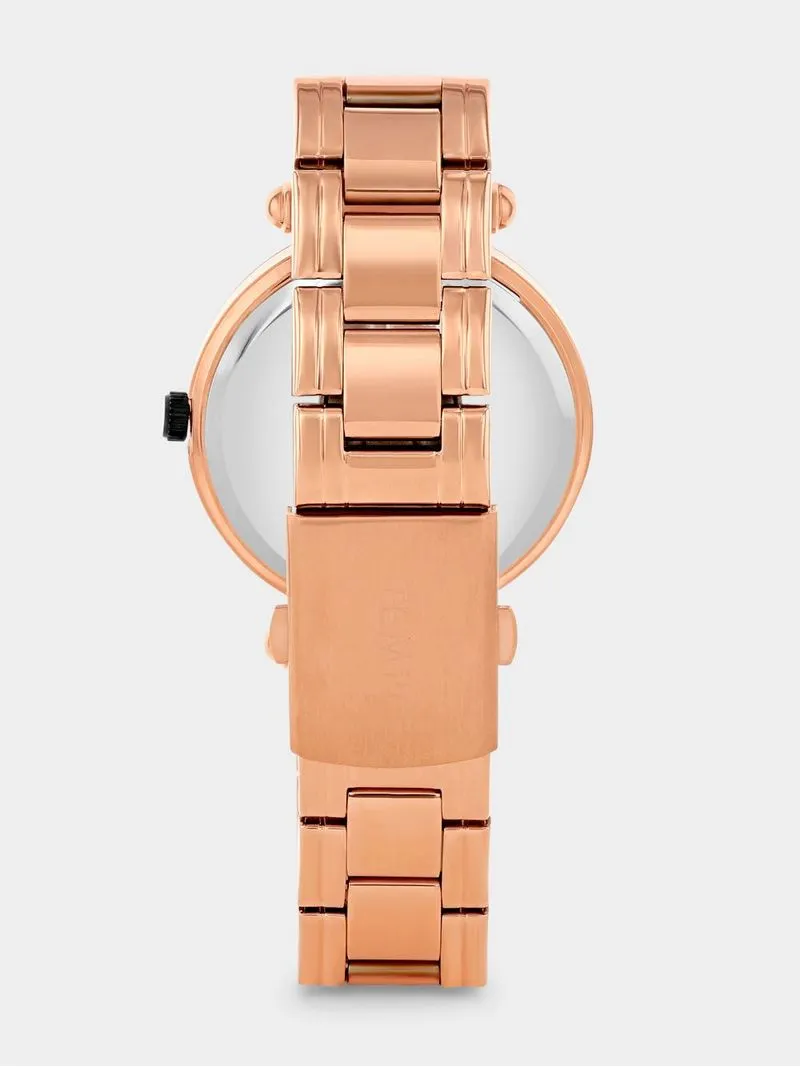 Tempo Timepiece Collection Rose Plated Black Dial Bracelet Watch