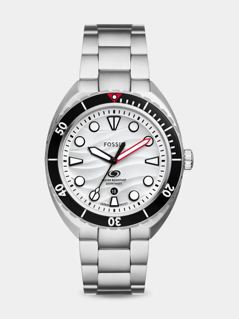 Fossil Men's Breaker White Dial Stainless Steel Bracelet Watch