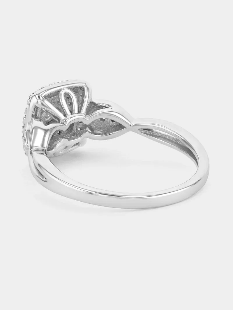 Sterling Silver 0.26ct Lab Grown Diamond Cushion Halo Infinity Ring