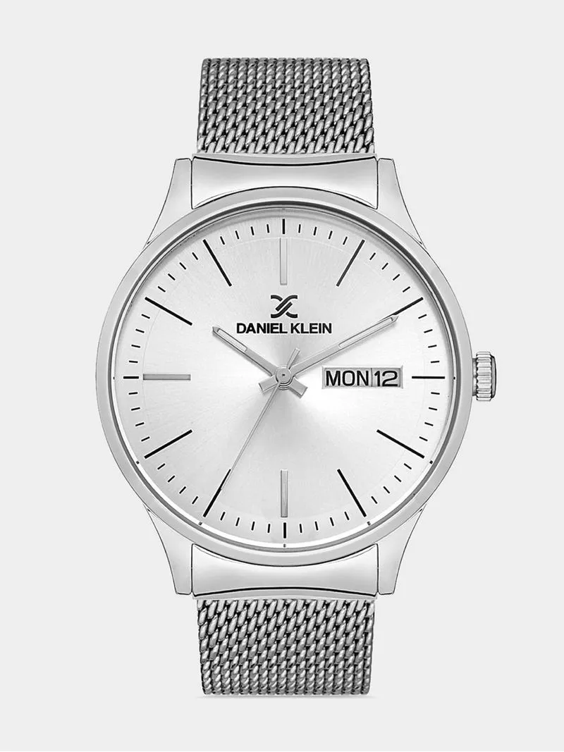 Daniel Klein Silver Plated Silver Dial Mesh Watch