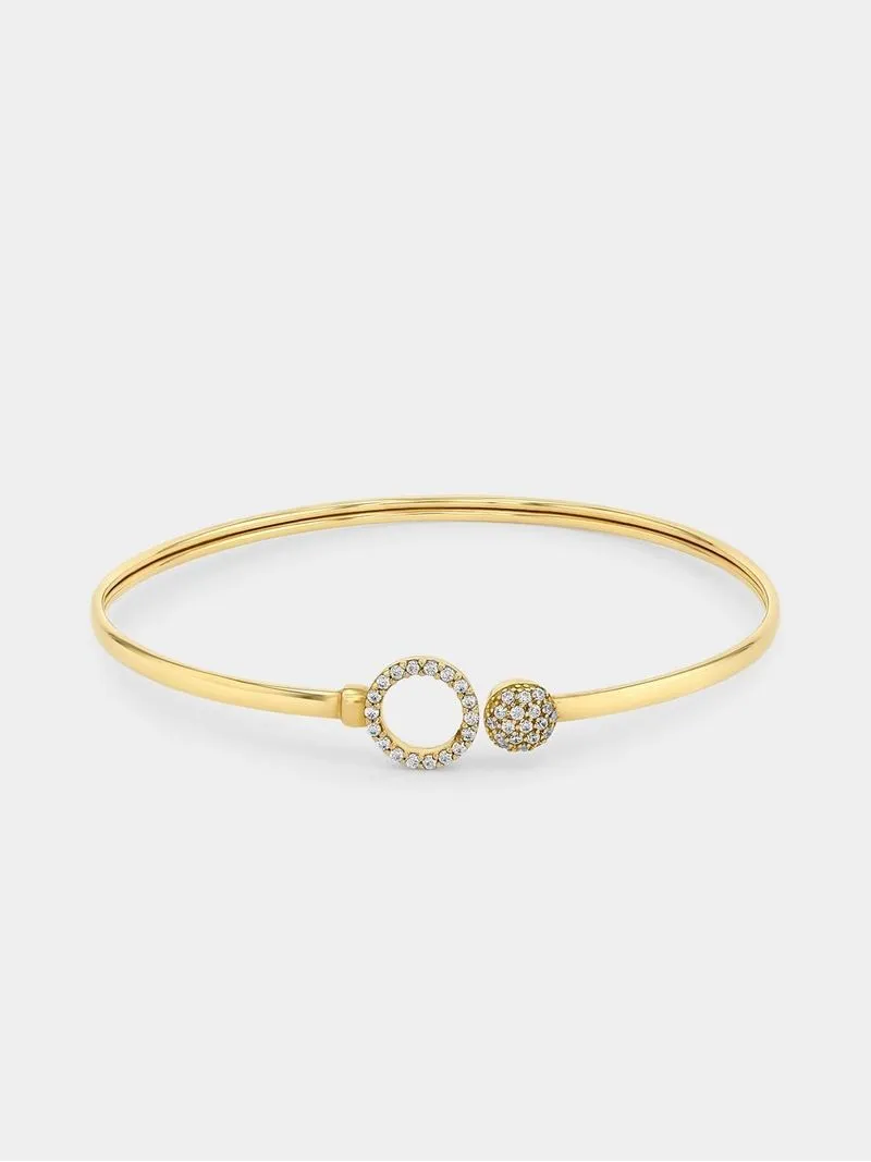 Sterling Silver & 9ct Gold, Cubic Zirconia Bangle