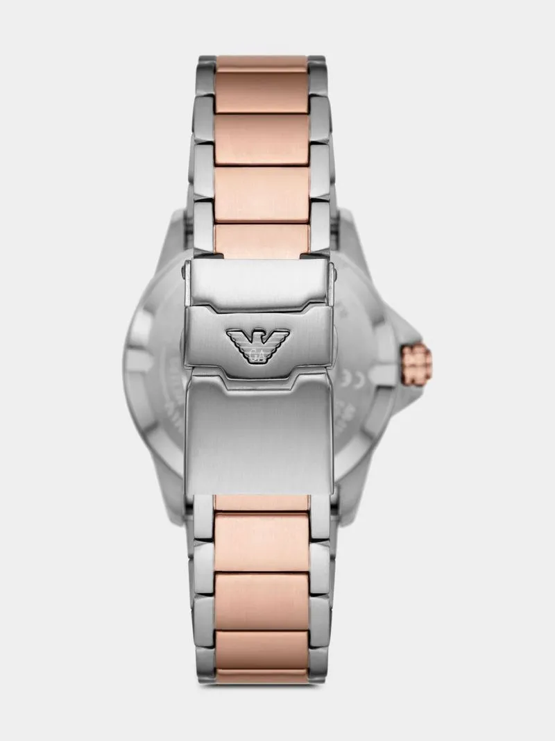 Emporio Armani White Dial Two-Tone Stainless Steel Bracelet Watch