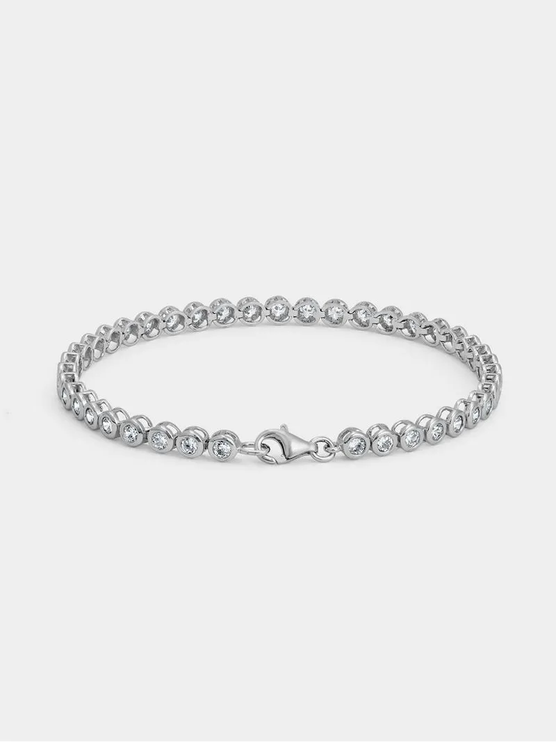 Cheté Sterling Silver Cubic Zirconia Women’s Tube Set Tennis Bracelet