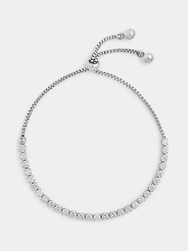 Tempo Jewellery Stainless Steel Cubic Zirconia Slider Tennis Bracelet