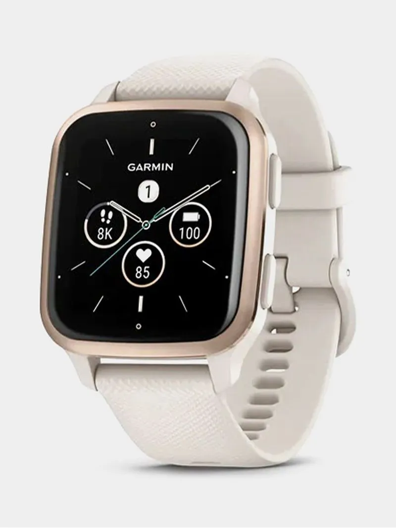 Garmin VENU SQ 2 MUSIC PEACH GOLD BEZEL WITH IVORY CASE
