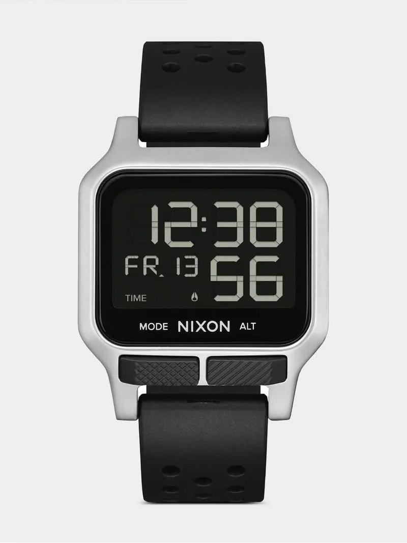 Nixon Men's Heat Silver Plated Digital Silicone Watch