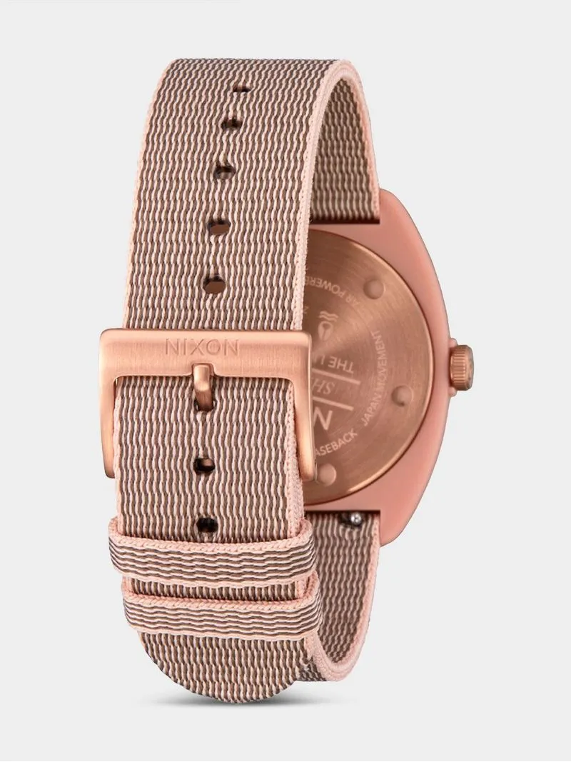 Nixon Women's Light Wave Light Pink & Rose Gold Solar Fabric Woven Strap Watch