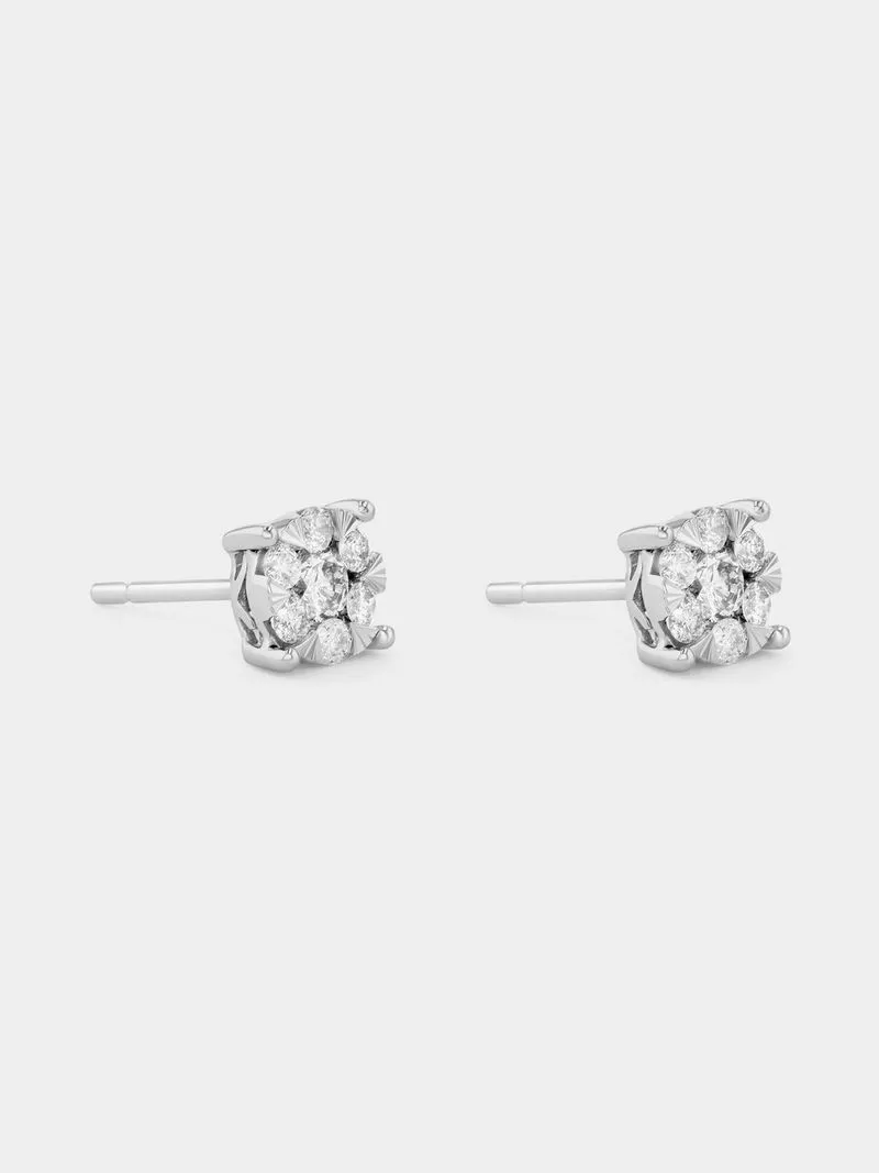 White Gold 0.50ct Diamond Illusion Solitaire Stud Earrings