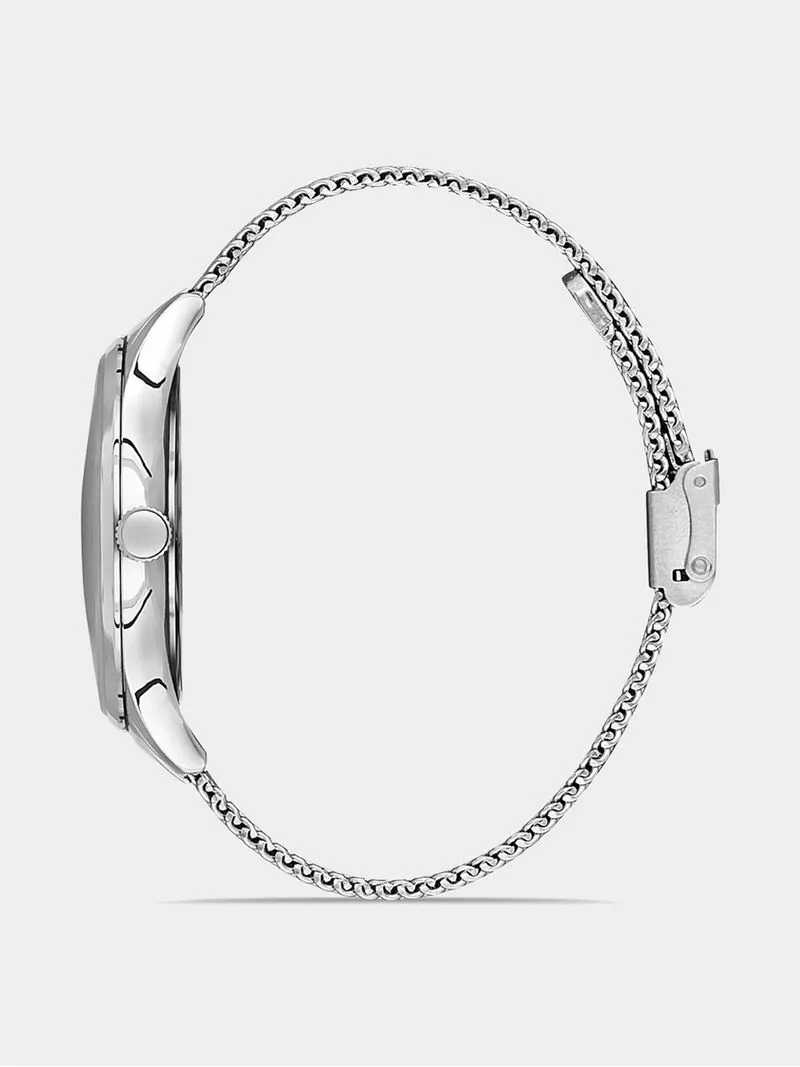Daniel Klein Silver Plated Silver Dial Mesh Watch