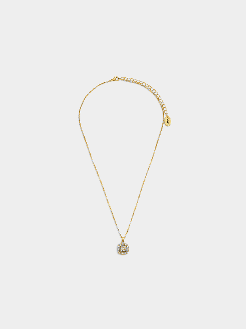 Tempo Women’s Gold Plated Tonneau Bangle Watch & Cushion Pendant Set