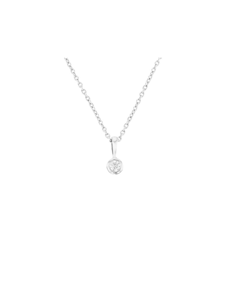 9ct White Gold 0.10ct Diamond Tube-Set Pendant On Chain