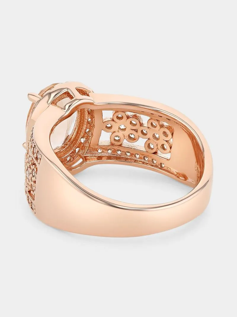 Sterling Silver Morganite Cubic Zirconia Ring