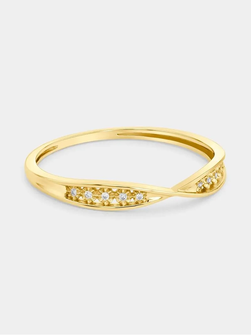 Yellow Gold 0.02ct Diamond Twist Anniversary Ring
