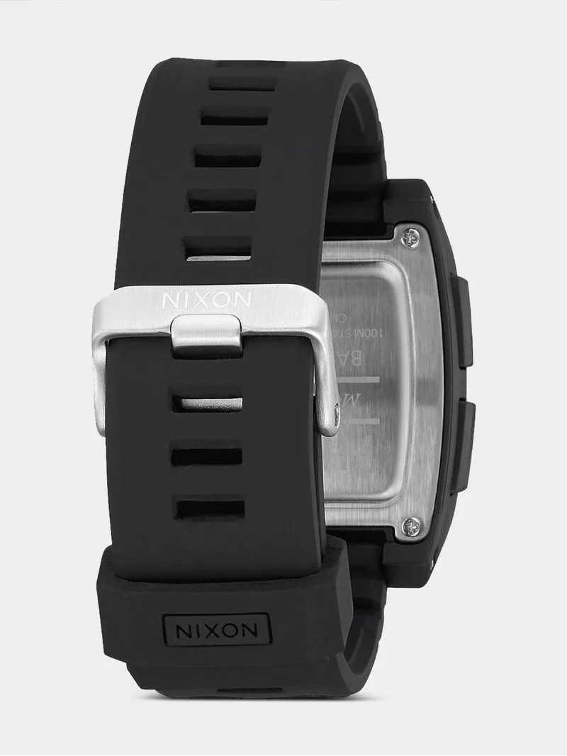 Nixon Men's Base Tide Pro Black & Green Positive Digital Silicone Watch