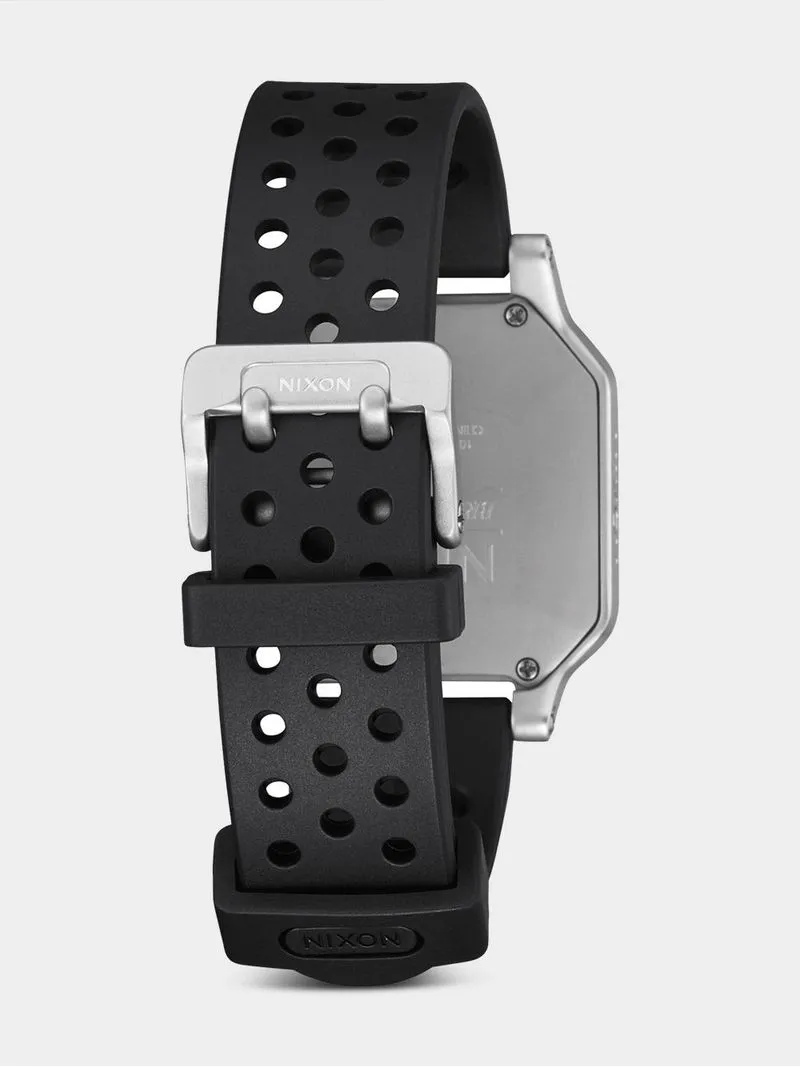 Nixon Men's Heat Silver Plated Digital Silicone Watch
