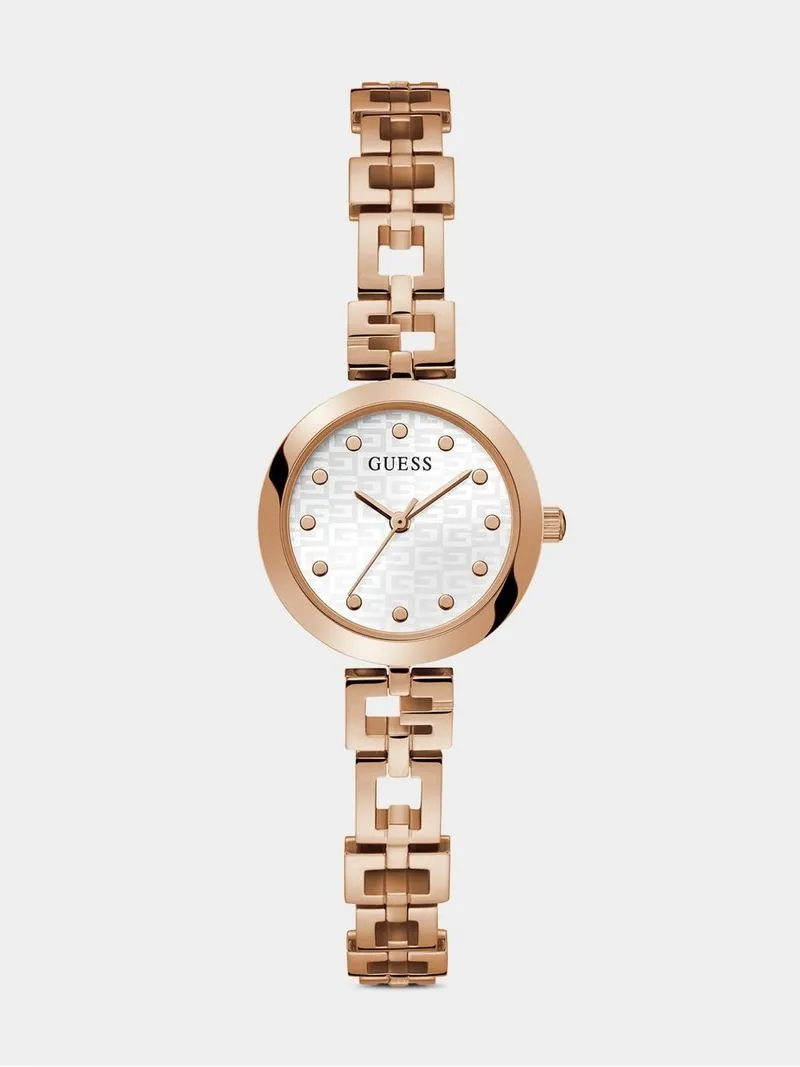 Guess Lady G Rose Plated White Dial Bracelet Watch